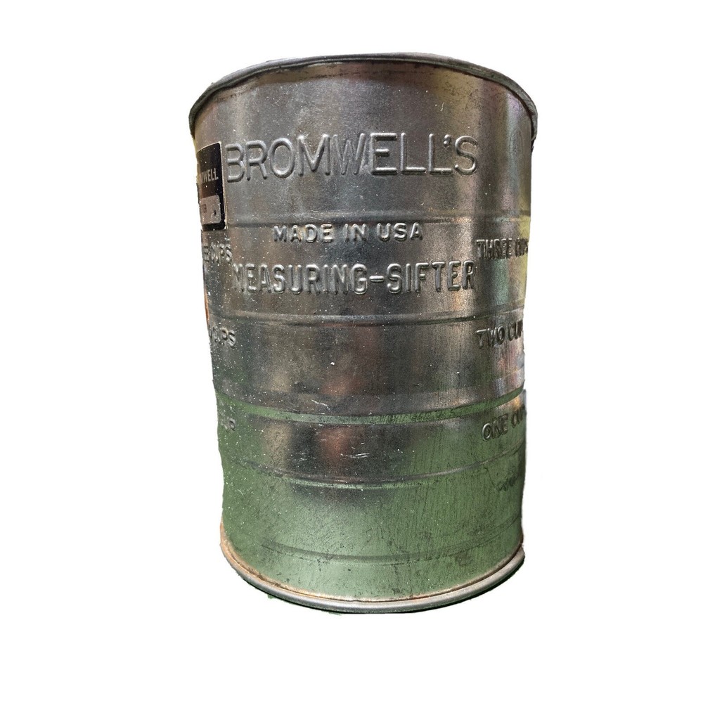 Vintage BROMWELL'S Flour Measuring Sifter Black Wood Handle and Knob 3 Cup Size